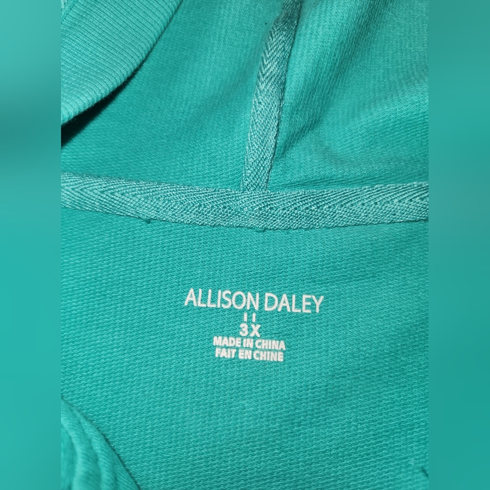 Women's Teal Allison Daley 3/4 Length Sleeve Zip Up Hoodie Size 3X - Picture 4 of 8